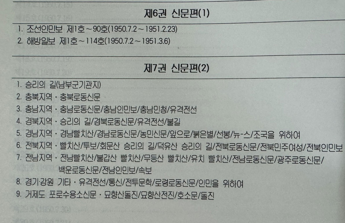 빨치산자료집 6.7 신문편 전2권 완질 / 한림대학교아시아문화연구소 / 1996년 초판 / 708페이지 / 아주큰책