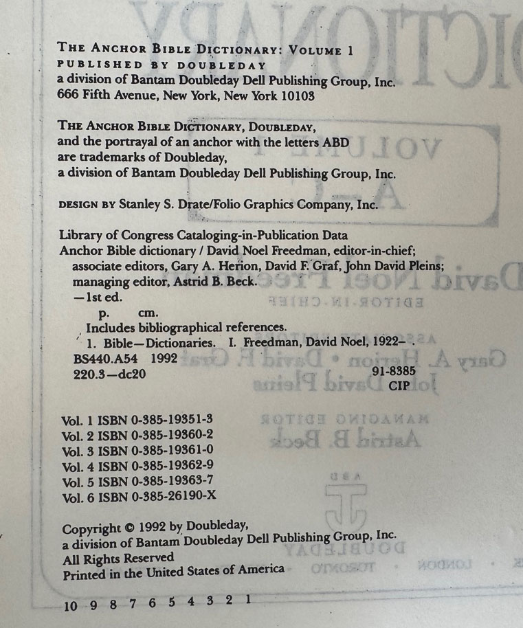 The Anchor Bible Dictionary, Vol. 1~6 A-Z 전6권 완질 세트  (Hardcover)