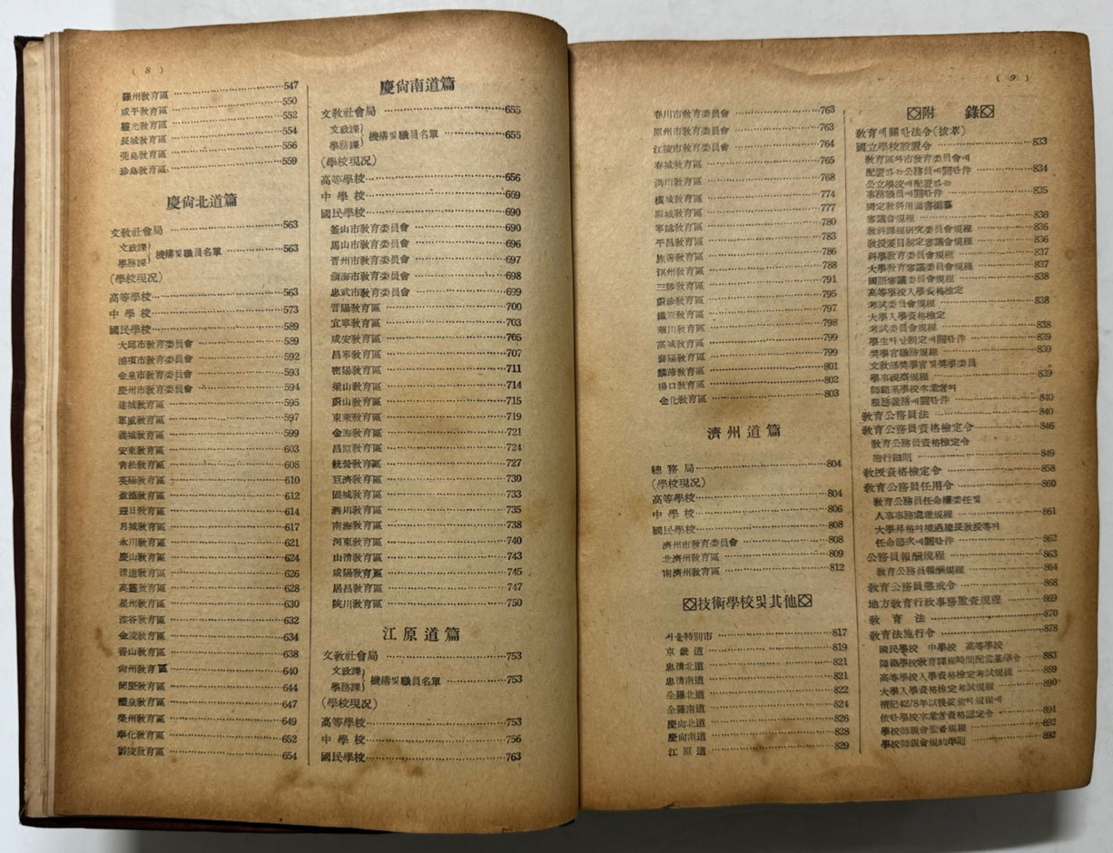 학교연감 1956년판 / 대한문교출판사 / 894페이지
