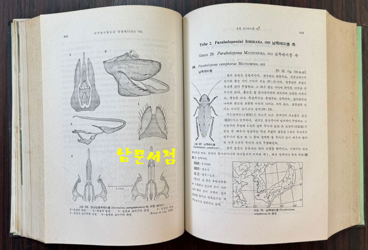 한국동식물도감 제23권 동물편 - 곤충류 7 / 문교부 / 판권없음(표지1979) / 1070페이지