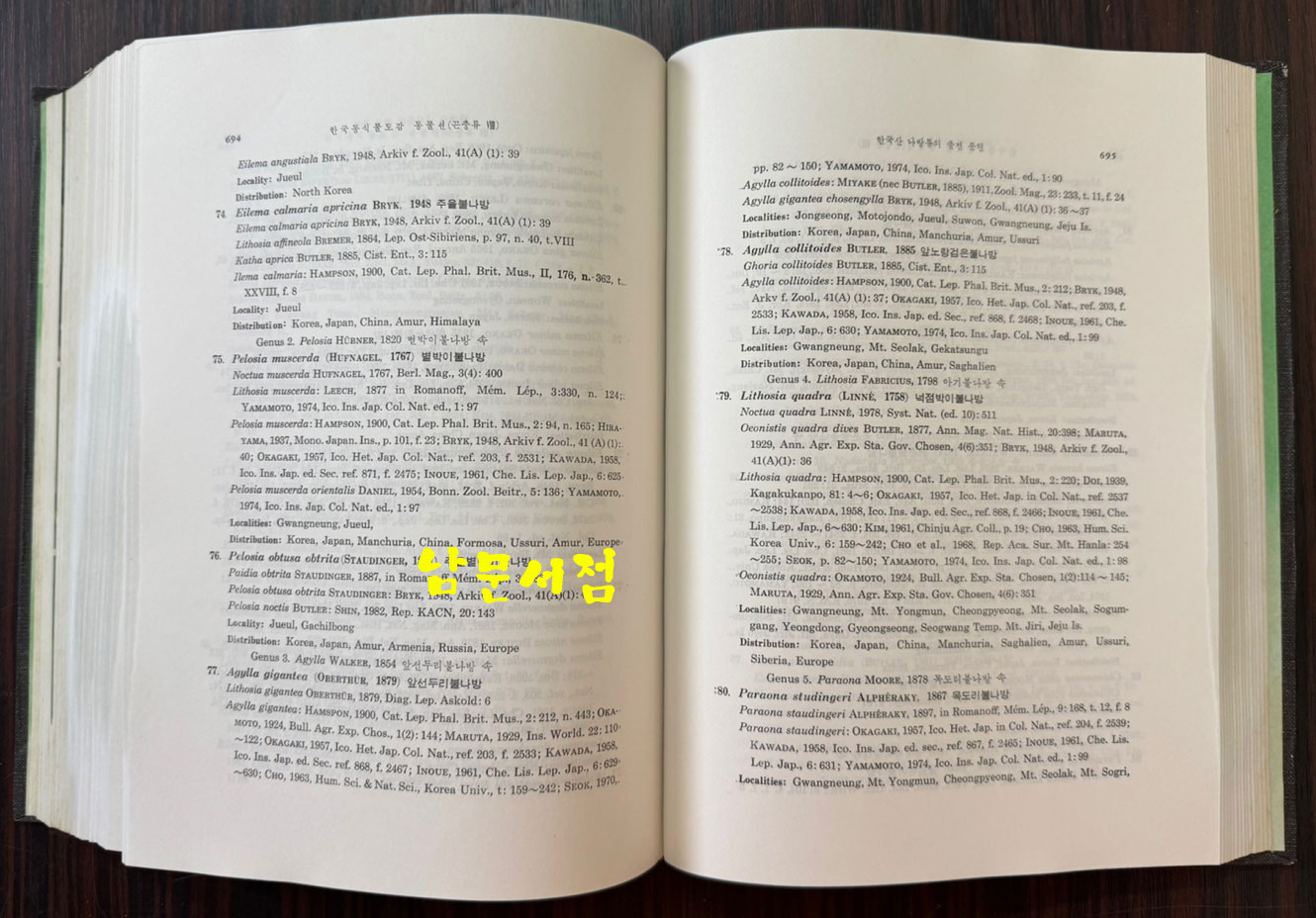한국동식물도감 제26권 동물편 - 곤충류 8 / 문교부 / 1982년 초판 / 929페이지