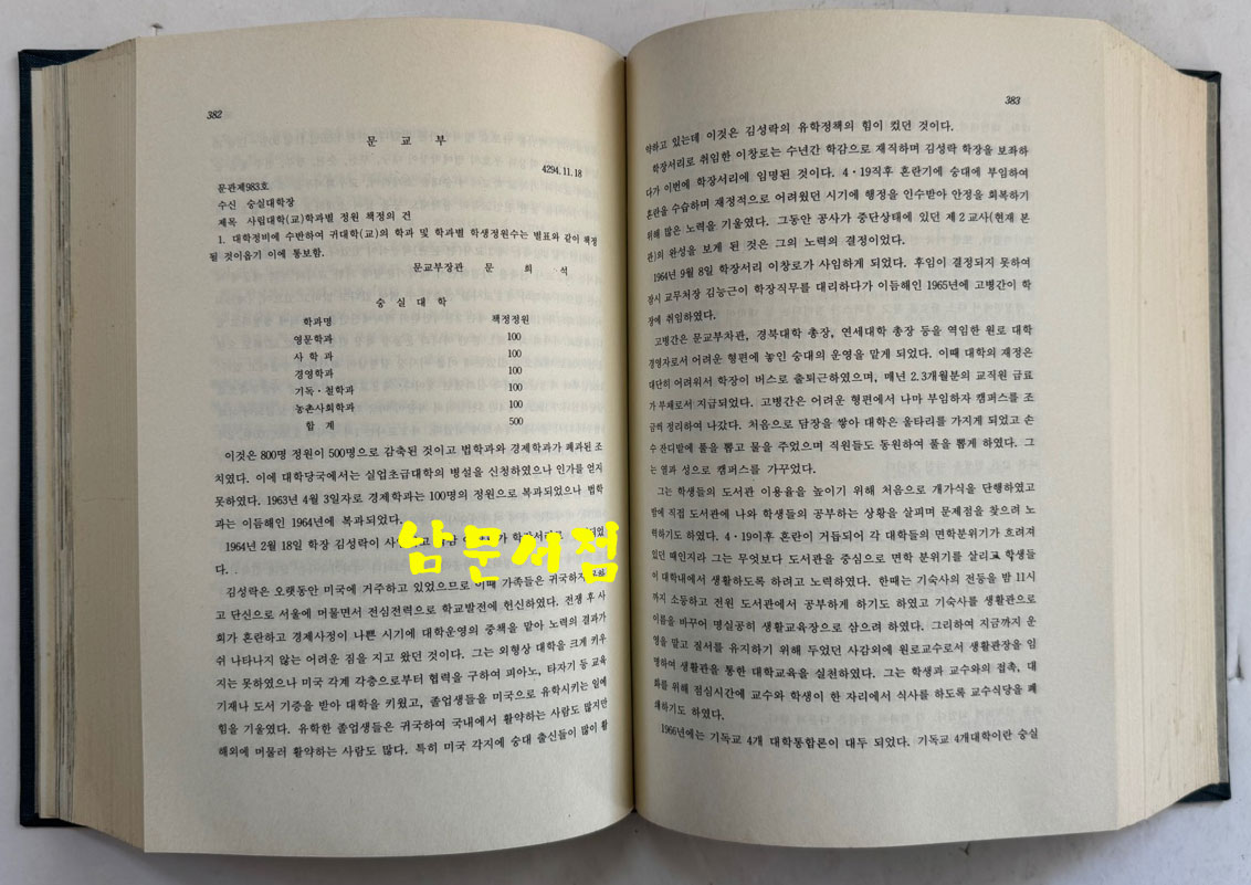 숭실대학교90년사 / 1987년 초판 / 1100페이지