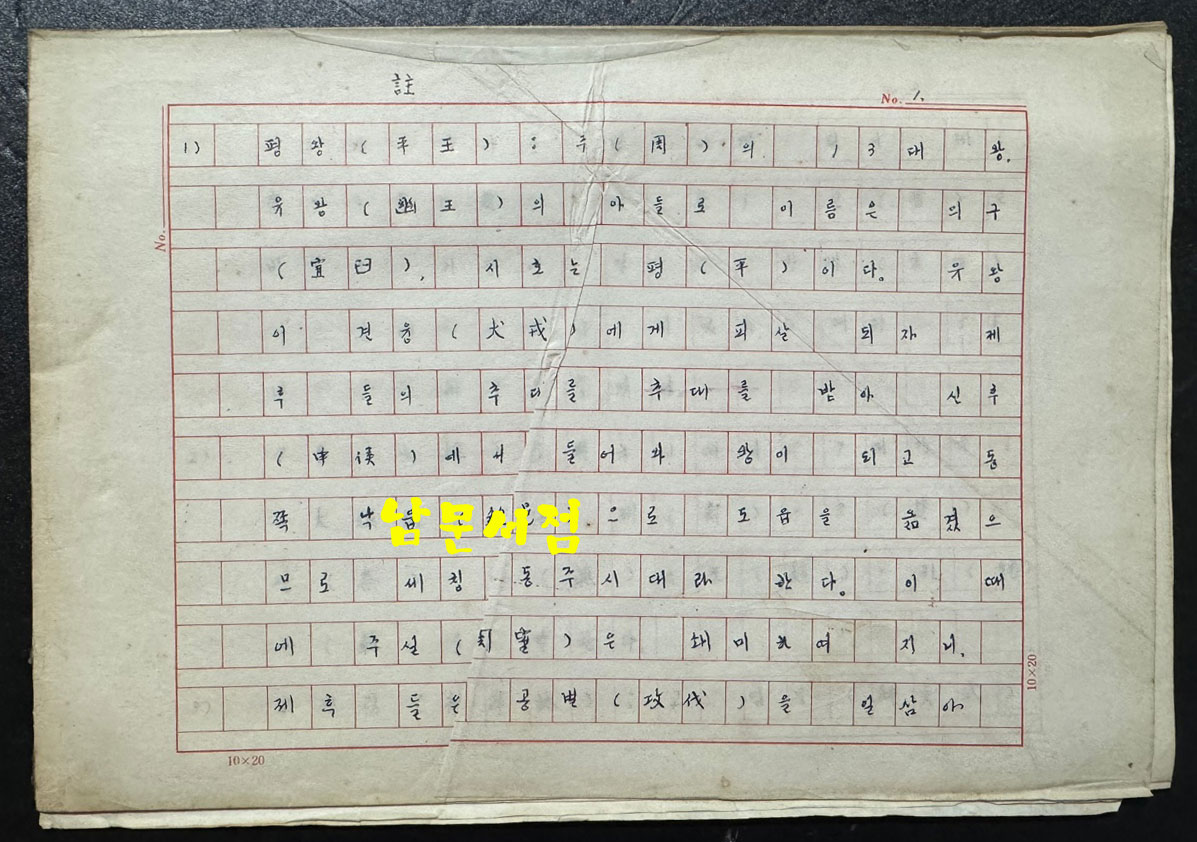 상앙평전 친필원고 번역본 816매